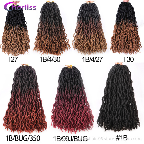 Wholesale Ombre Long Wave Gypsy Style Goddess Faux Locs Crochet Braids Synthetic Hair Extension Braiding Hair Synthetic Bulk
